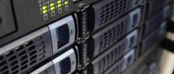 Closeup of computer servers